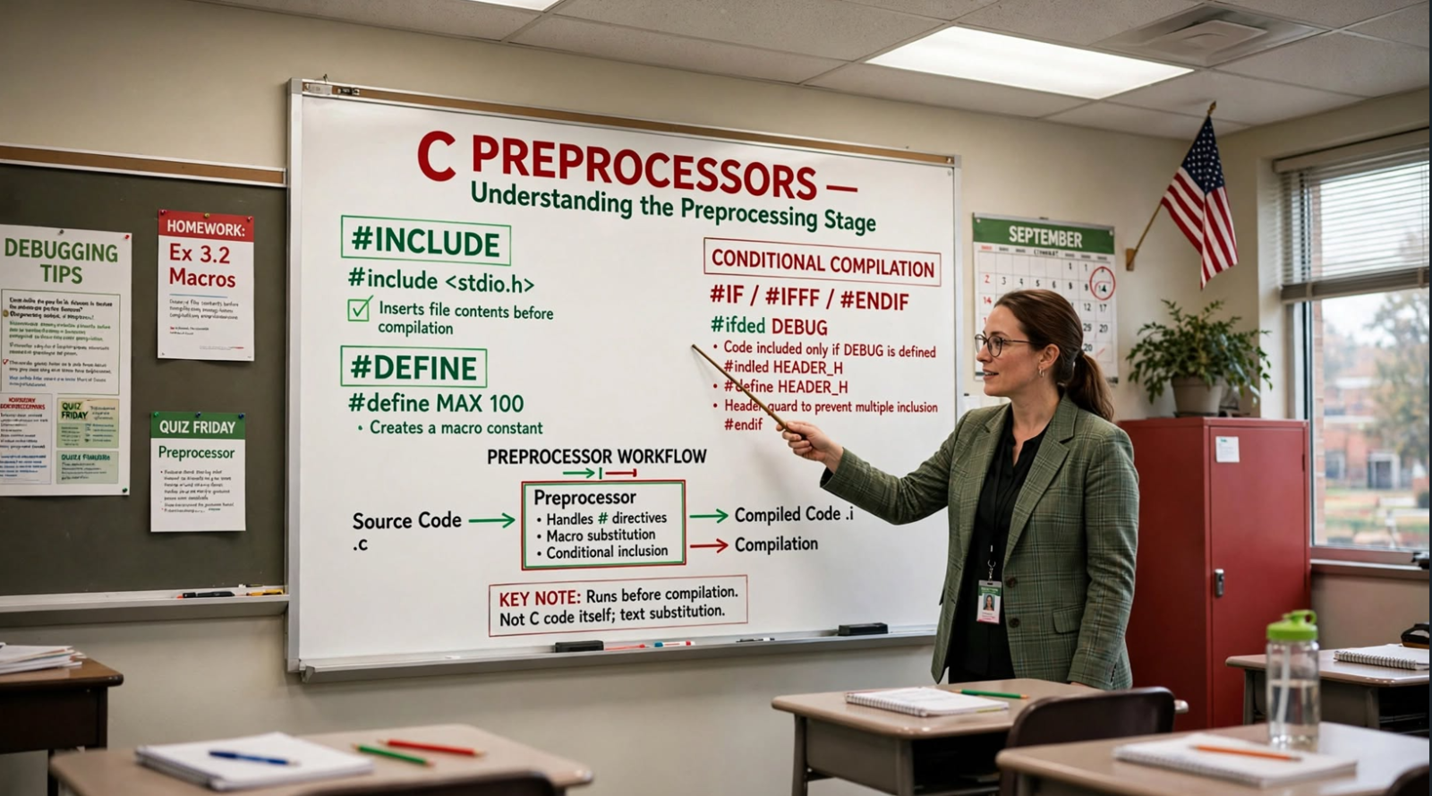 Learn C preprocessors: macros, file inclusion, conditional compilation, #pragma, #error, and #line. Master preprocessor directives.