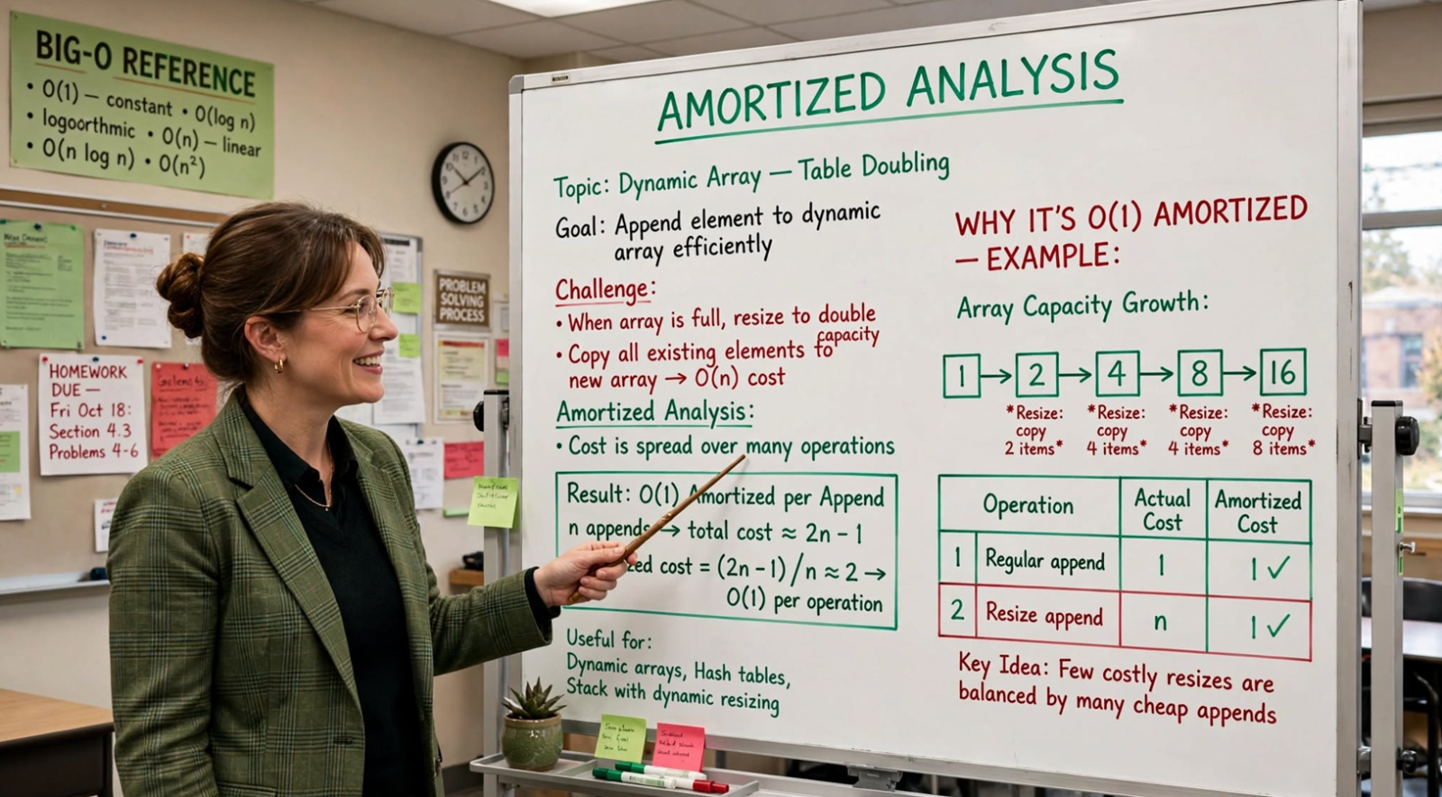 Learn amortized analysis: aggregate, accounting, and potential methods. Master dynamic array insertion analysis with practical C examples.