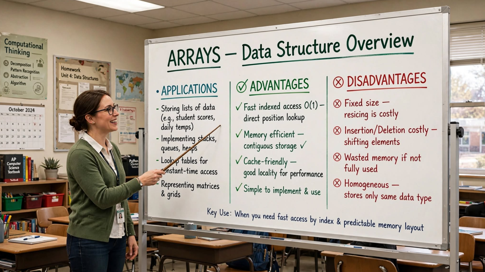 Learn array applications, advantages, and disadvantages. Master when to use arrays with practical C examples and best practices.