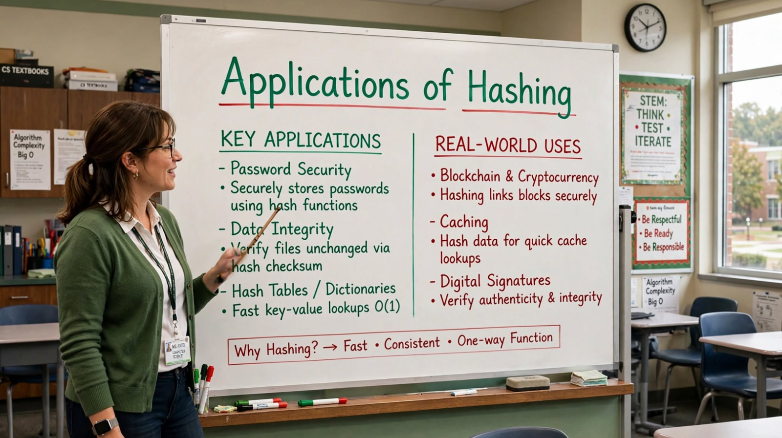 Explore hashing applications in C: password storage, file checksums, dictionaries, Bloom filters, load balancing, and symbol tables with code examples.