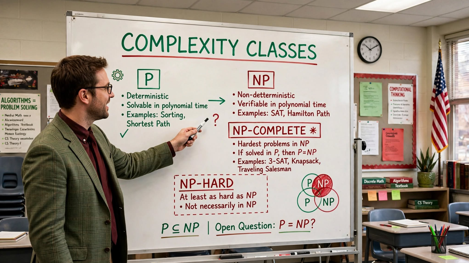 Learn complexity classes: P, NP, Co-NP, NP-hard, and NP-complete. Master problem classification and polynomial-time verification.