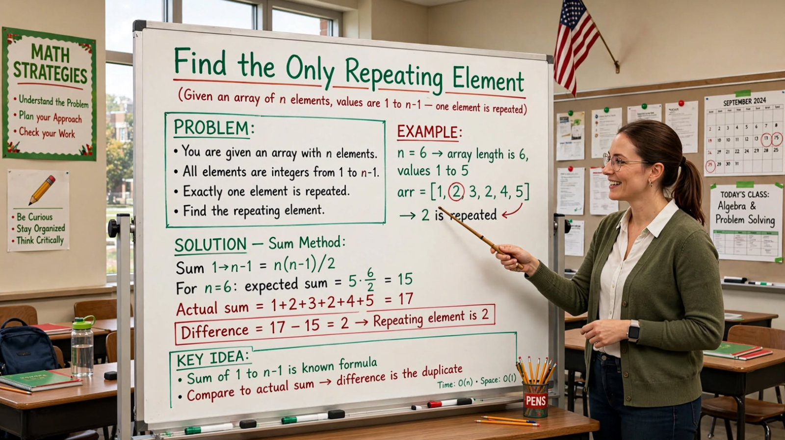 Learn to find the only repeating element in an array from 1 to n-1 in C: naive, sorting, hash, sum, XOR, marking, and Floyd's cycle detection.