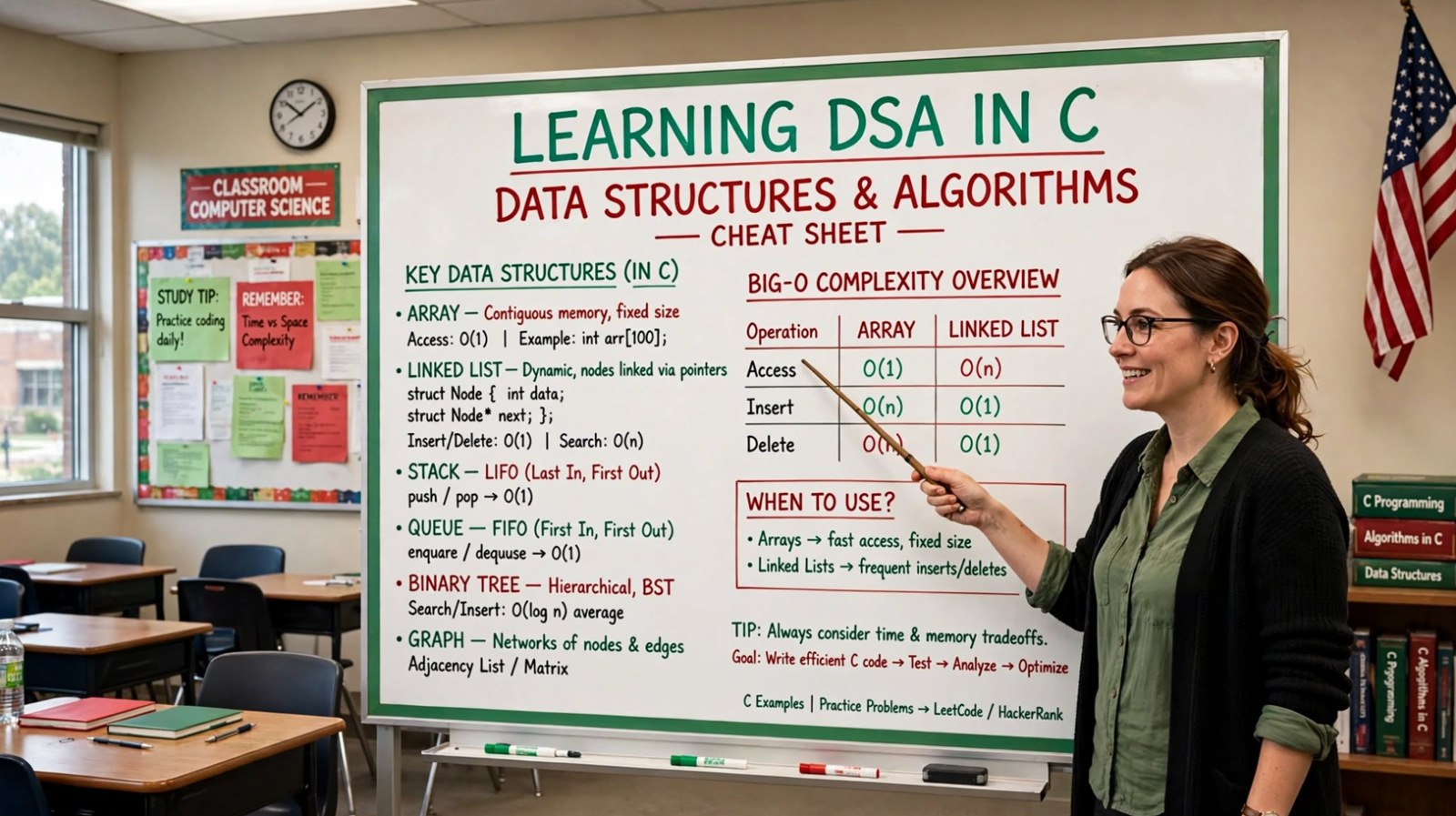Master Data Structures and Algorithms in C: arrays, linked lists, stacks, queues, trees, graphs, sorting, and searching. Complete DSA guide.