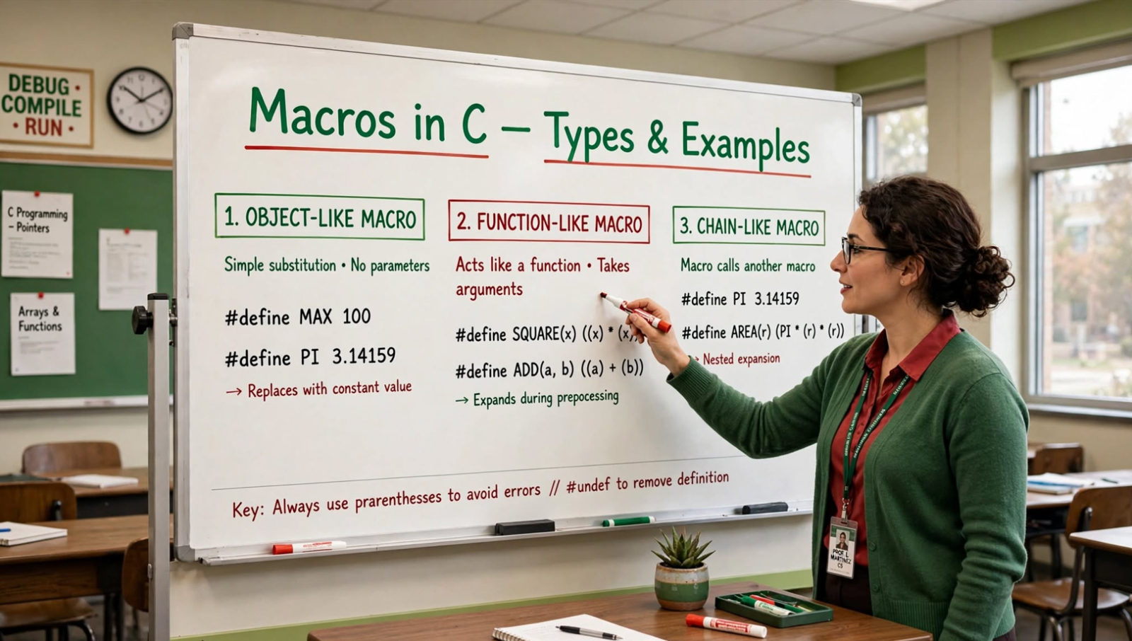 Learn C macros: object-like, chain, multi-line, and function-like macros. Master macro definitions, pitfalls, and best practices.