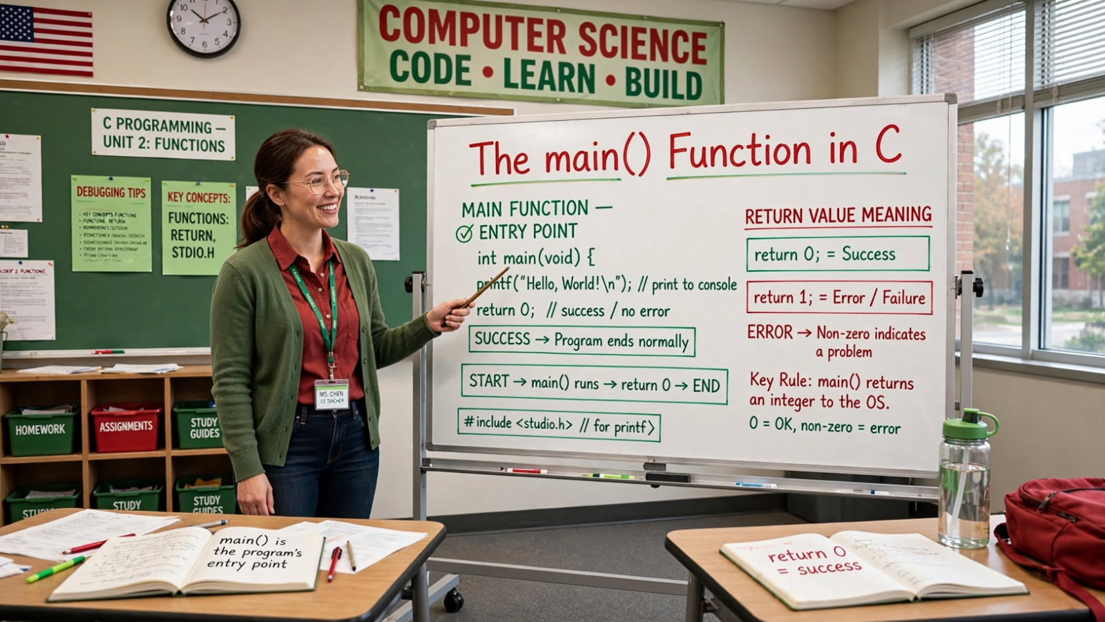 Learn the C main function: syntax, return types, and command-line arguments (argc, argv). Master best practices and avoid common pitfalls.