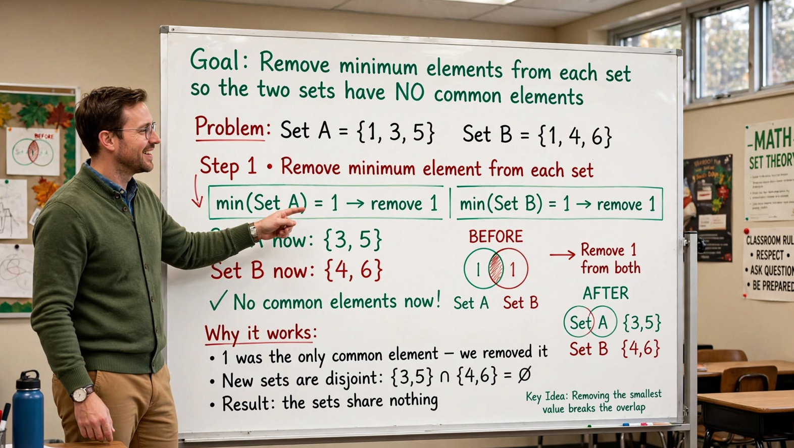 Learn to remove minimum elements so two arrays have no common elements in C: two-map and single-map O(n+m) approaches with code examples.