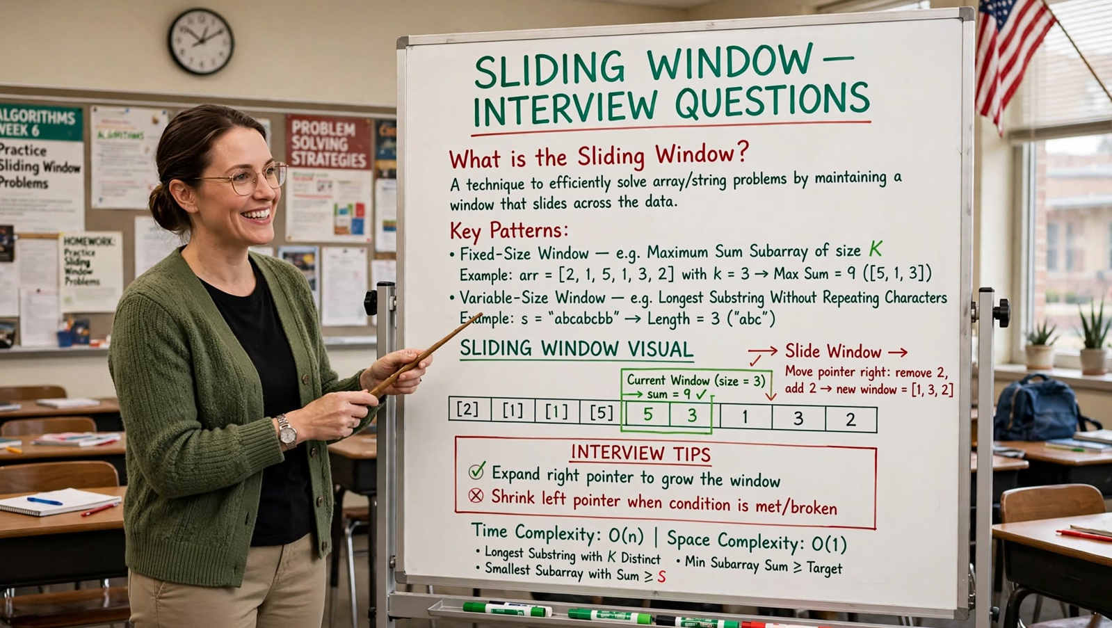 Master Sliding Window interview questions in C: 20 theoretical Q&A plus full code for fixed and variable windows, frequency maps, and edge cases.