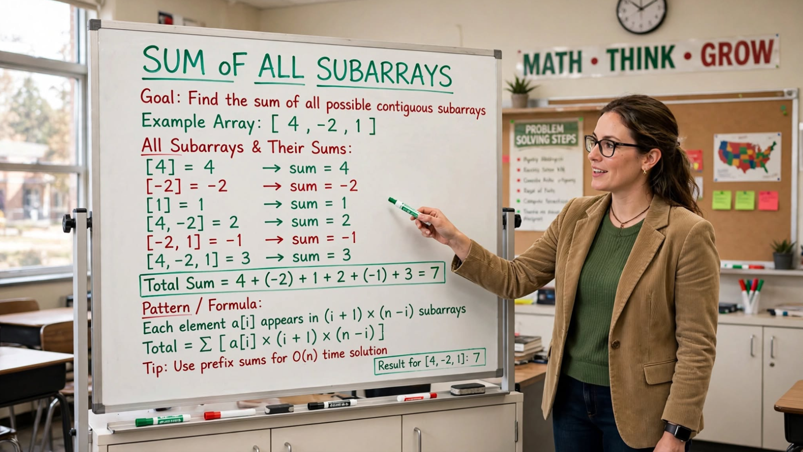Learn to compute sum of all subarrays in C using naive O(n²) and optimal O(n) element contribution approaches. Master array algorithms.