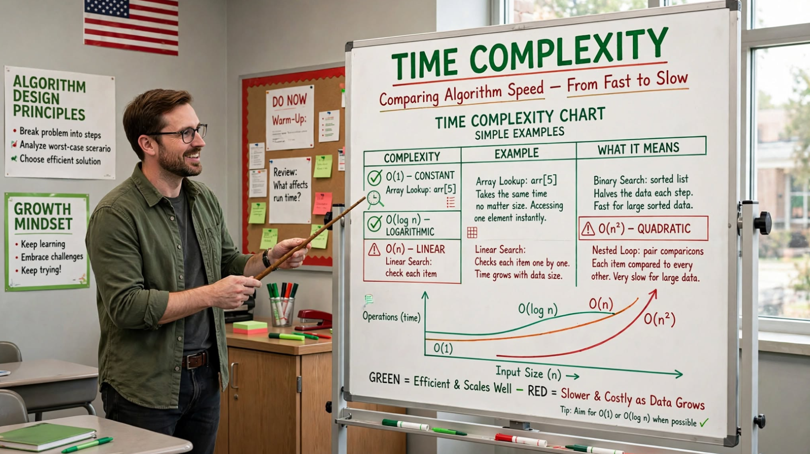 Learn time complexity with simple examples: O(1), O(log n), O(n), O(n²), O(n³), and O(2ⁿ). Master algorithm efficiency analysis.
